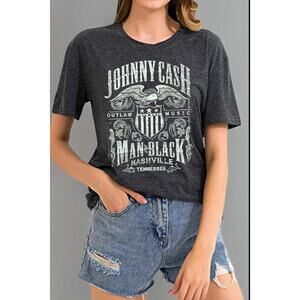 NWOT Johnny Cash "Man‎ in Black" Concert Short Sleeve T-shirt Top